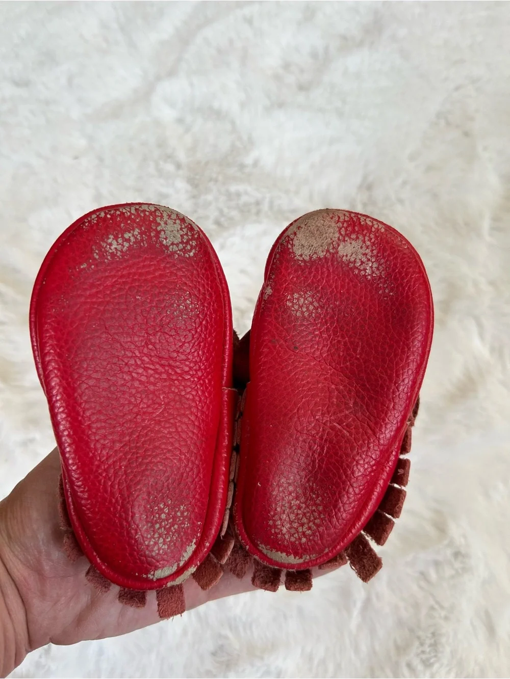 Freya Etsy Red Baby Bow Moccasins - Soft Leather Toddler Shoes 5